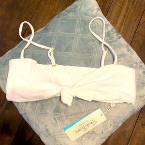 Beach bunny white textured bandeau swim top